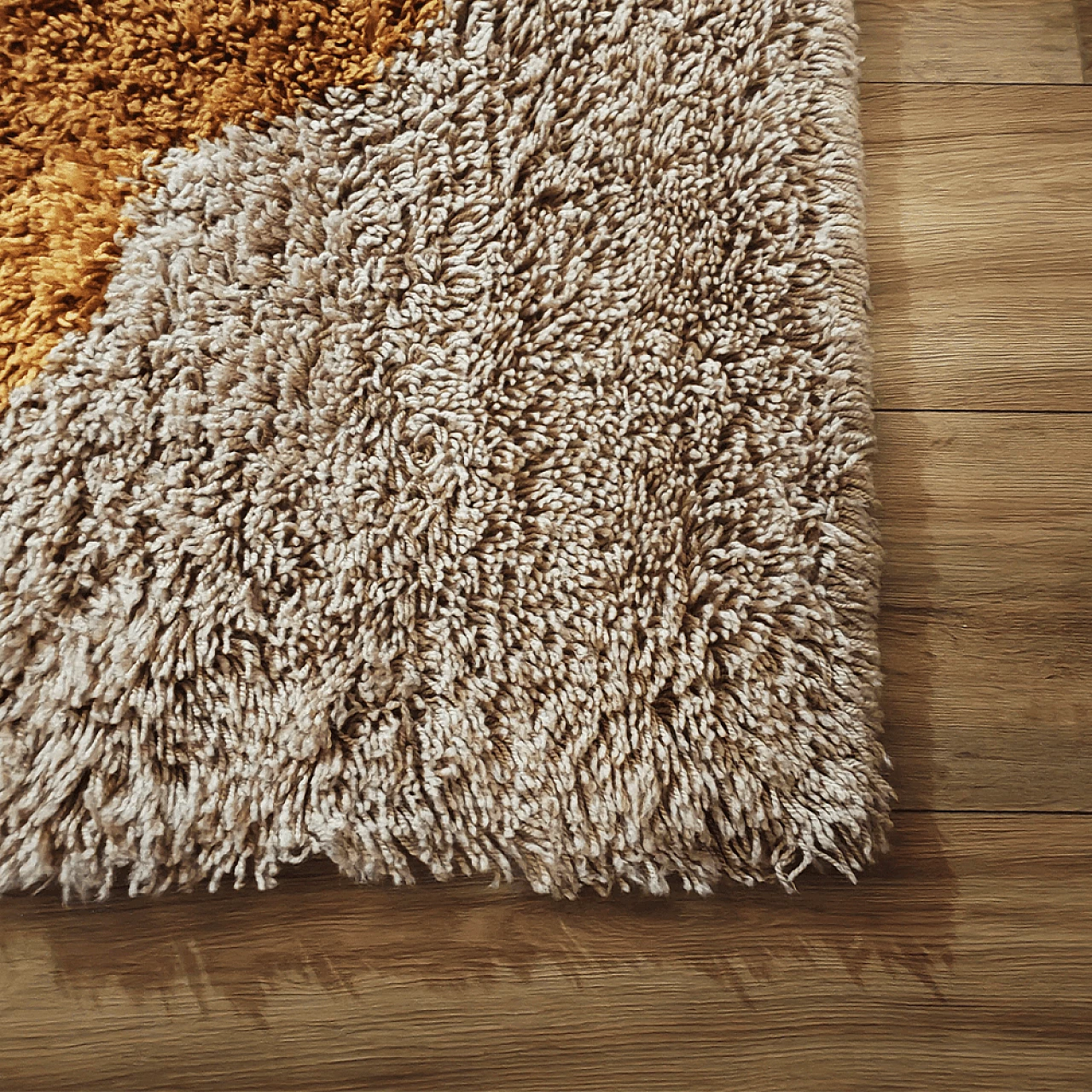 Tappeto Space Age in lana marrone e beige, anni '70 9