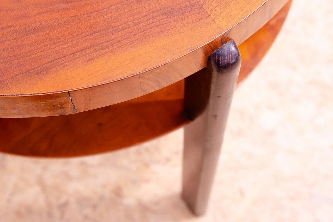 Czechoslovakian Art Deco round walnut coffee table, 1930s 11