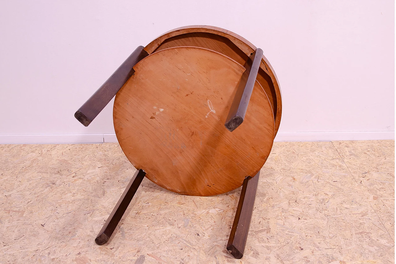 Czechoslovakian Art Deco round walnut coffee table, 1930s 16