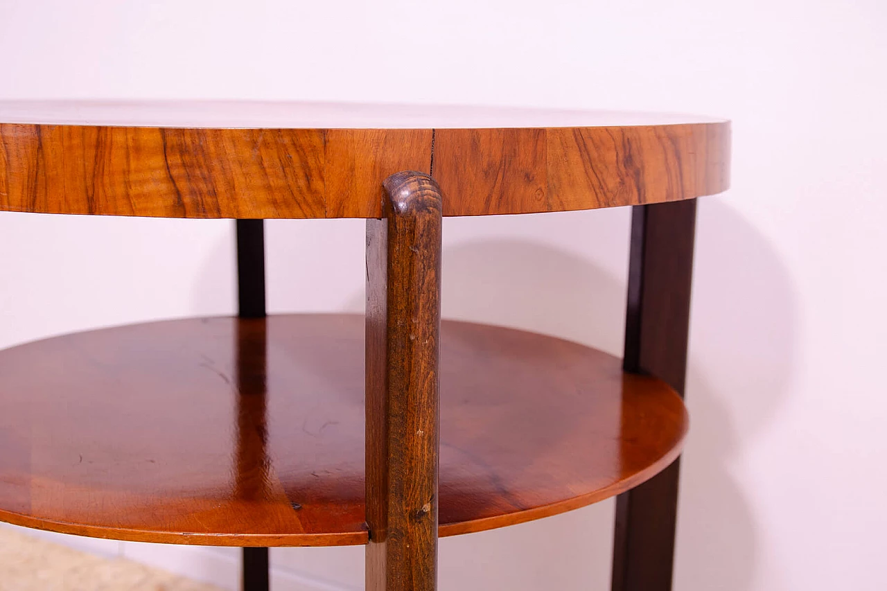 Czechoslovakian Art Deco round walnut coffee table, 1930s 18