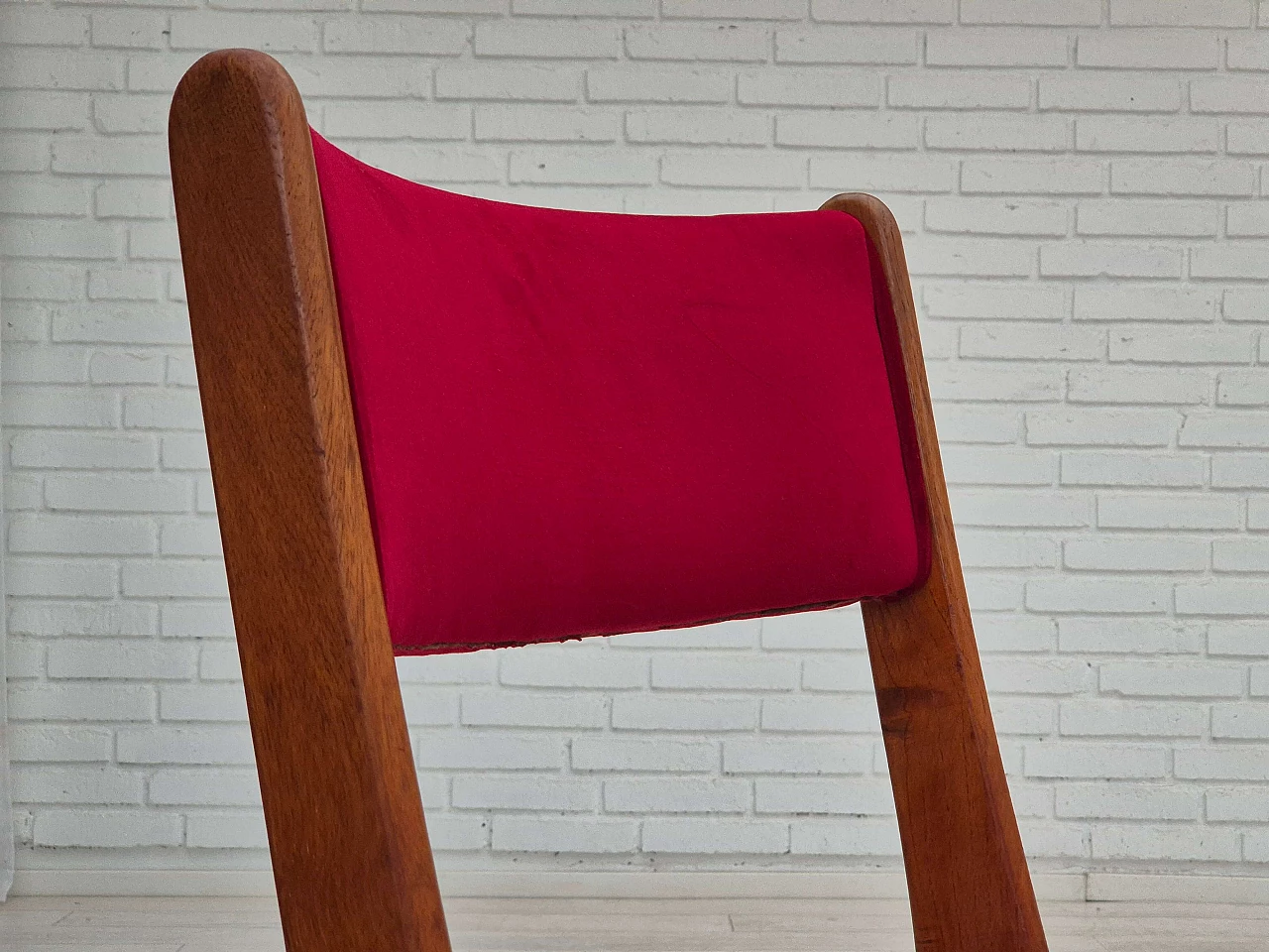 4 Chairs in teak and red velvet by Farsø Møbelfabrik, 1970s 7