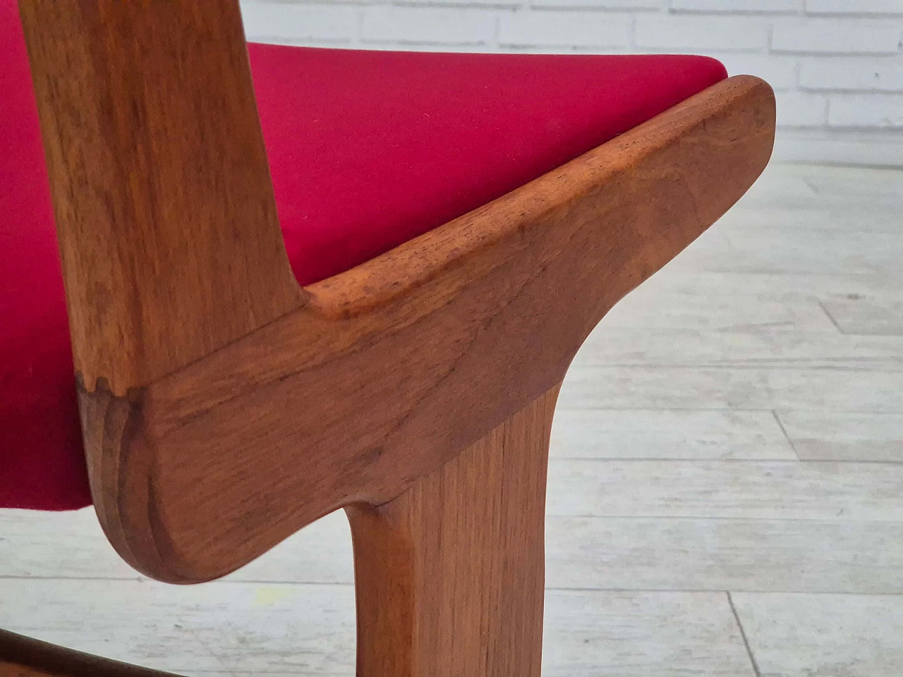 4 Chairs in teak and red velvet by Farsø Møbelfabrik, 1970s 12