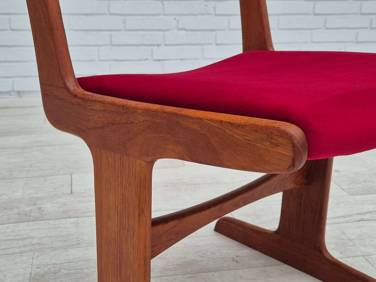 4 Chairs in teak and red velvet by Farsø Møbelfabrik, 1970s 15