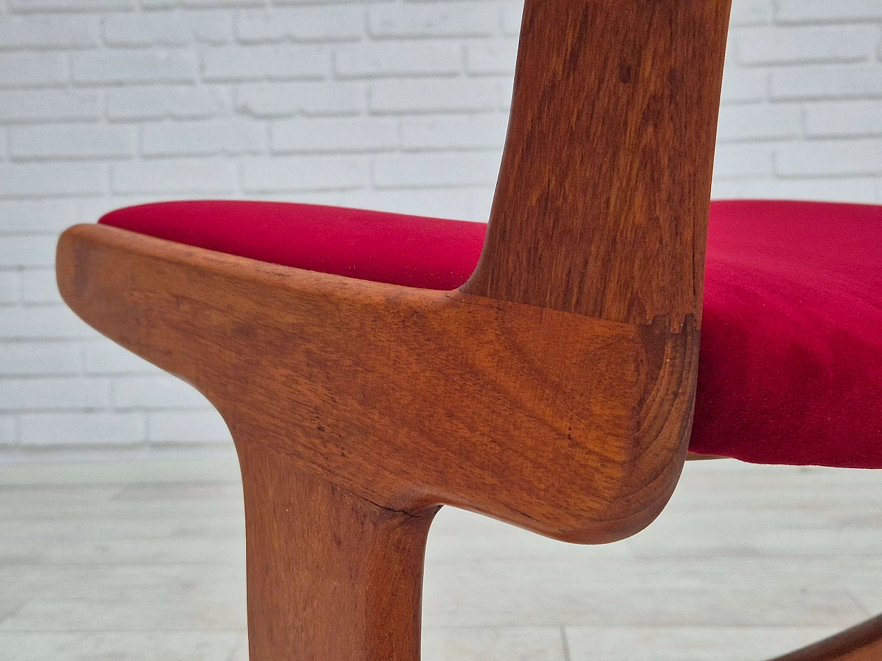 4 Chairs in teak and red velvet by Farsø Møbelfabrik, 1970s 16