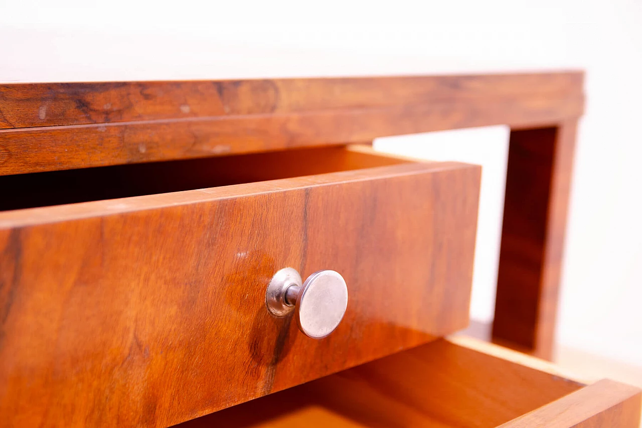 Czechoslovakian Art Deco walnut coffee table with drawers, 1930s 10