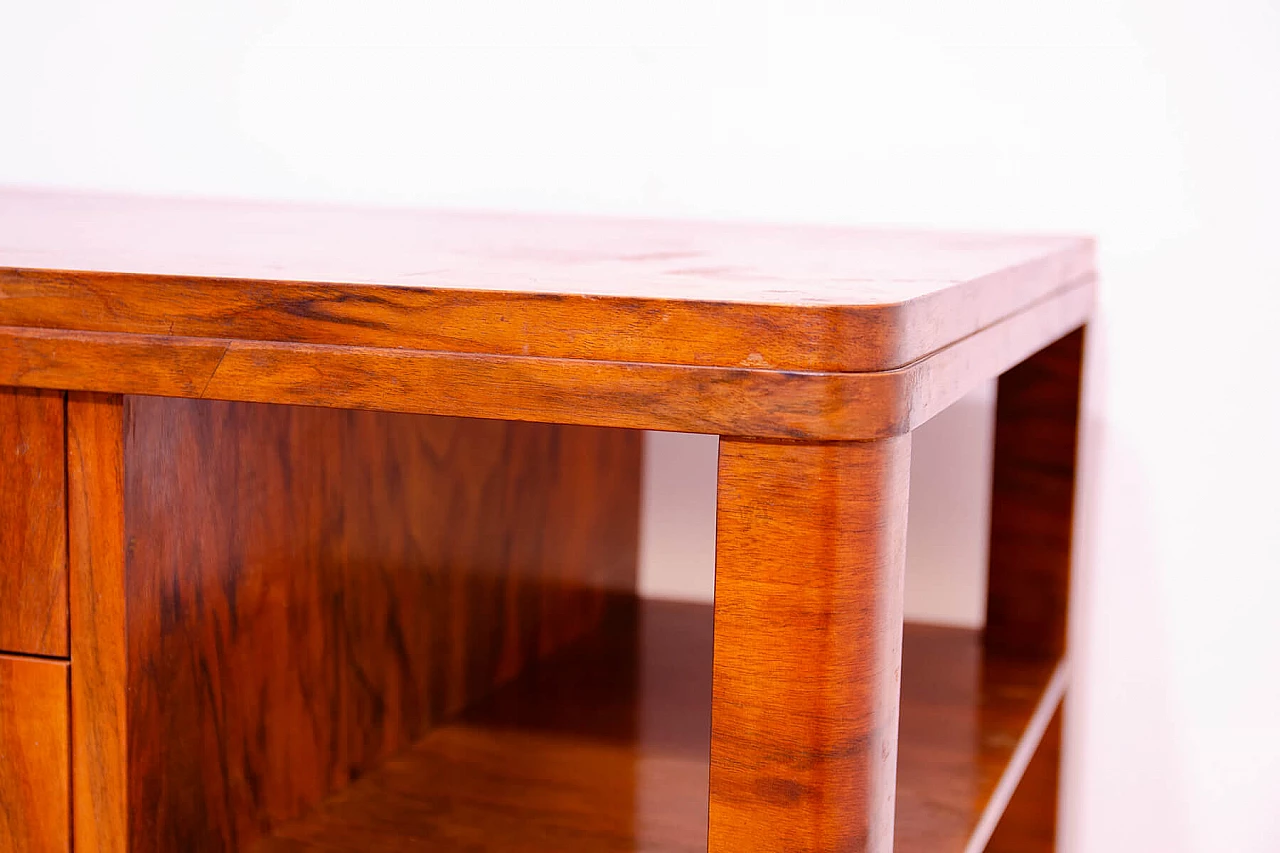 Czechoslovakian Art Deco walnut coffee table with drawers, 1930s 12