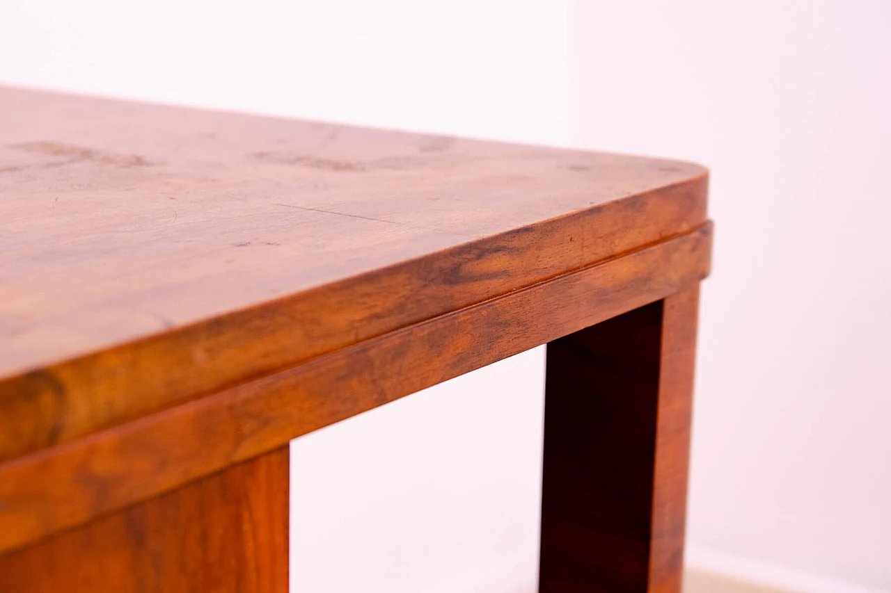 Czechoslovakian Art Deco walnut coffee table with drawers, 1930s 18