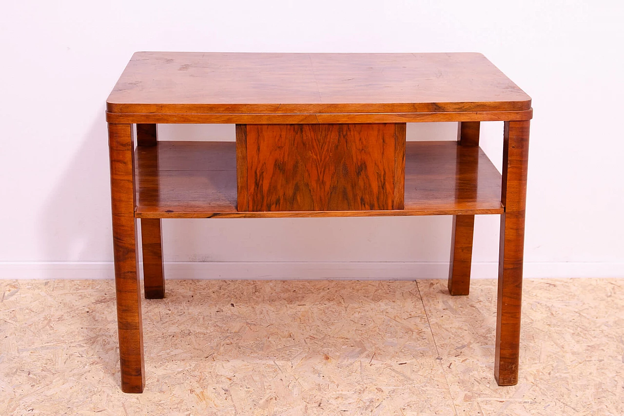 Czechoslovakian Art Deco walnut coffee table with drawers, 1930s 21