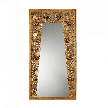 Oriental-style mirror carved with phytomorphic and floral motifs