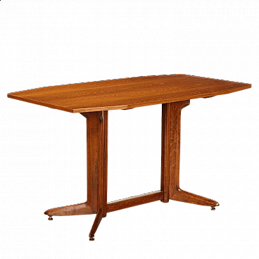 Tavolo con base in faggio tinto e piano in legno impiallacciato teak, anni '60