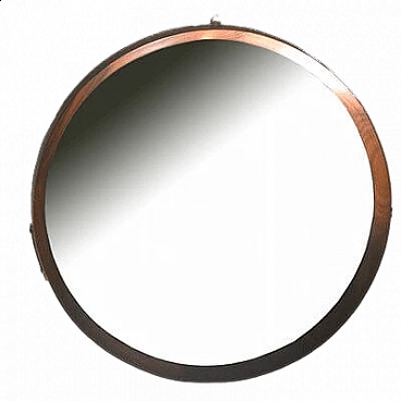 Round bent wood wall mirror, 1960s