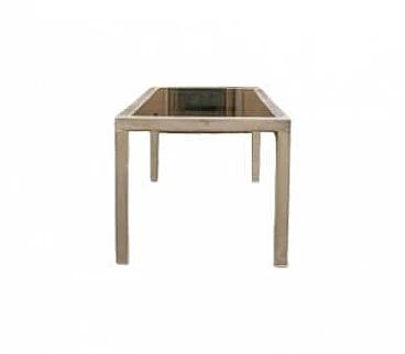 Squared coffee table with nickel-plated metal frame and glass, 1970s