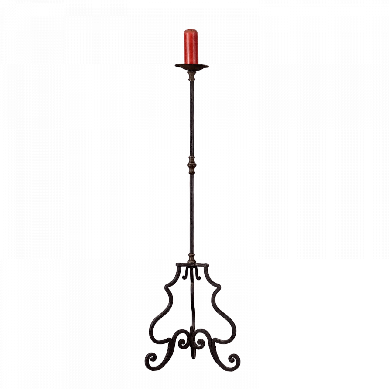 Wrought iron torch holder with gilded bronze details 7