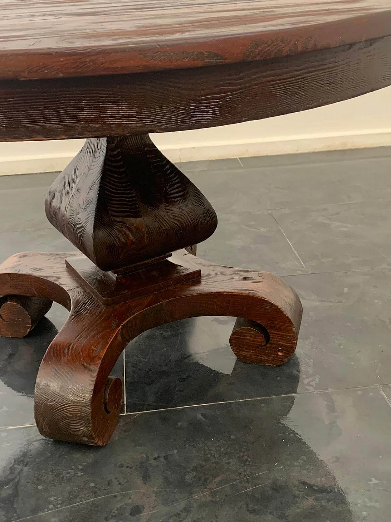 Oak table with grain in relief, 1950s 4