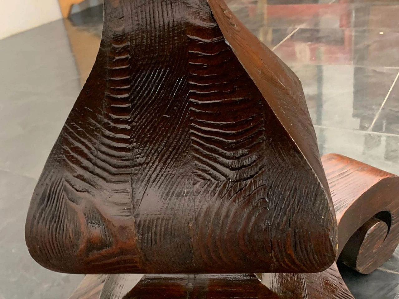 Oak table with grain in relief, 1950s 5