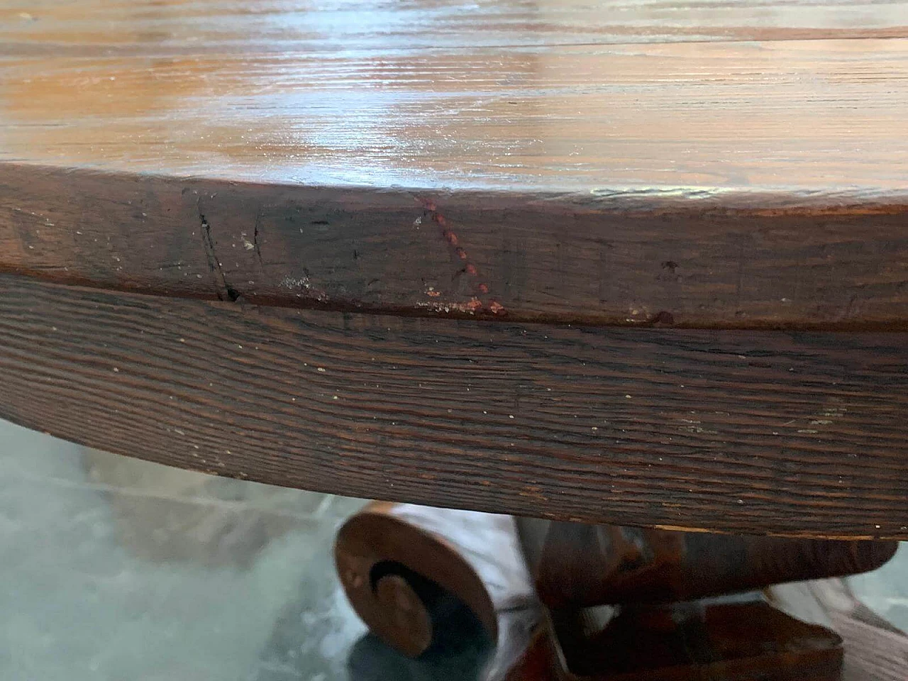 Oak table with grain in relief, 1950s 6