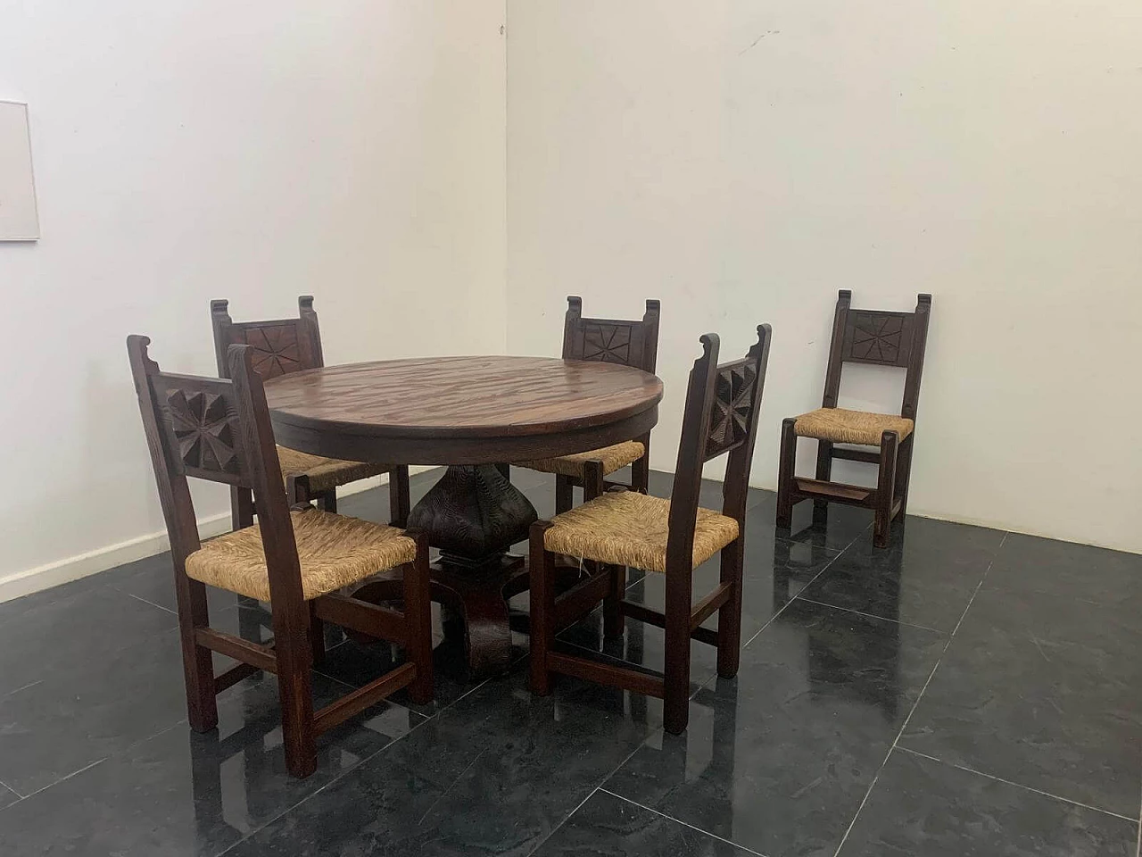 Oak table with grain in relief, 1950s 19