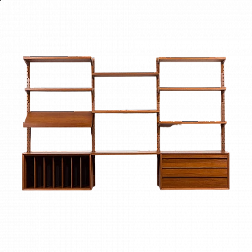 Teak wall cabinet with drawers and desk by Poul Cadovius for Cado, Denmark, 1960s