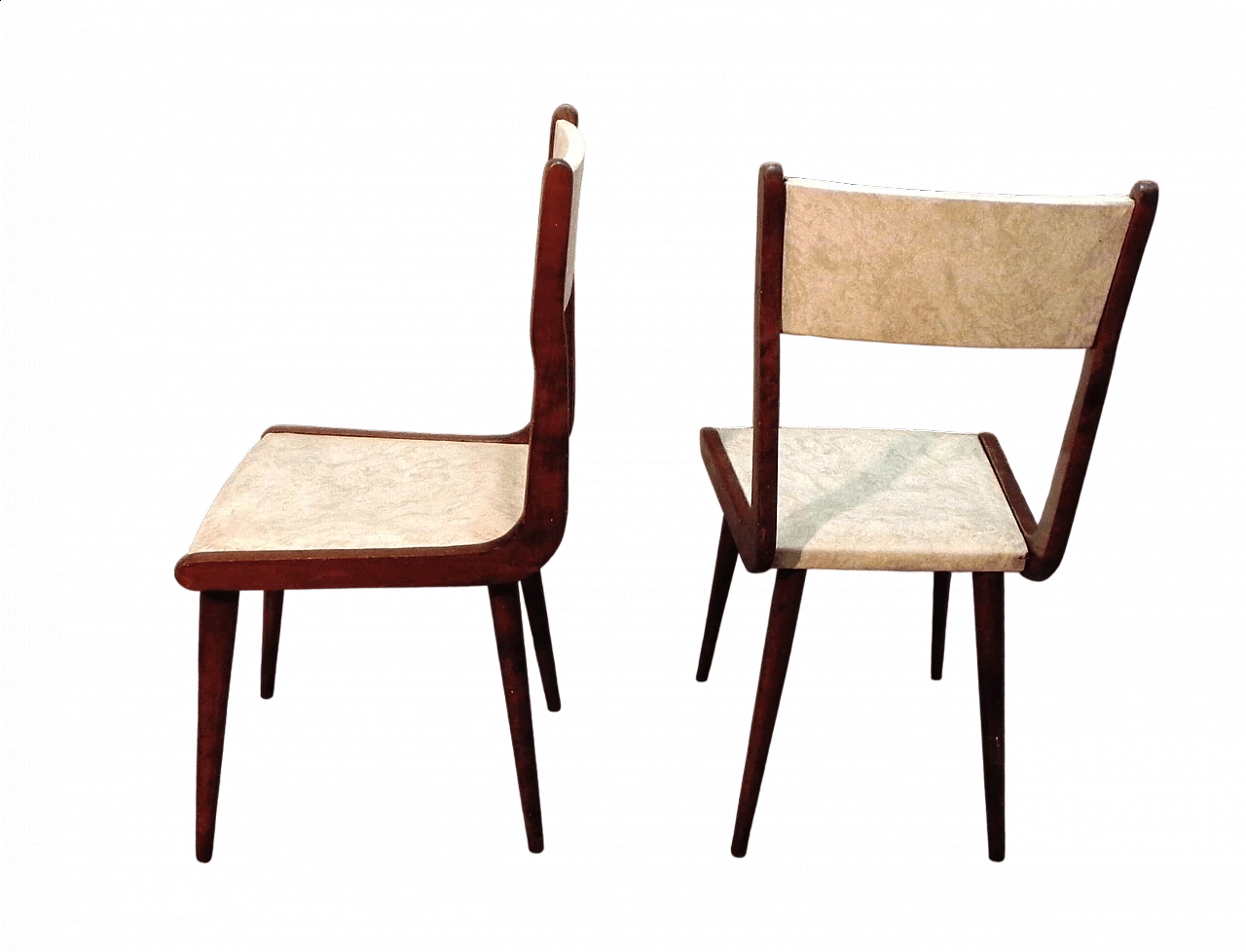 2 Sedie in legno e skai in stile Carlo Ratti, anni '60 7