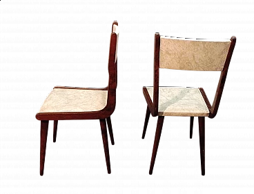 2 Sedie in legno e skai in stile Carlo Ratti, anni '60