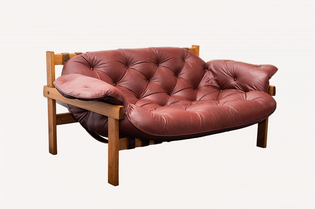 Love Seat leather sofa in the style of Percival Lafer, 1970s 17
