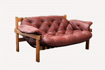 Love Seat leather sofa in the style of Percival Lafer, 1970s