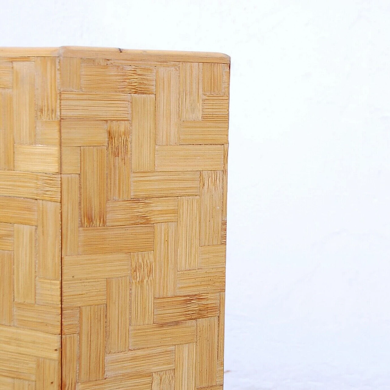Portaombrelli esagonale in legno e bambù, anni '70 7