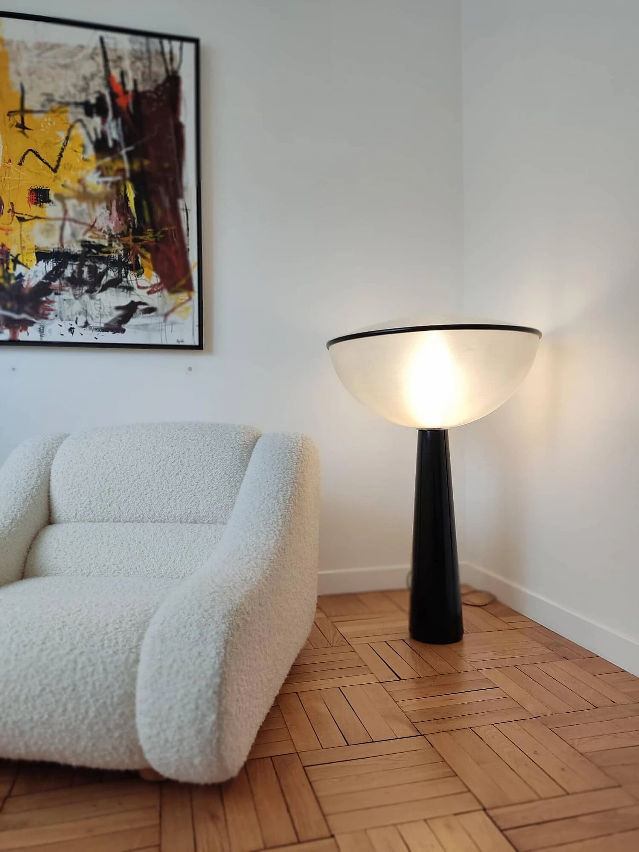 Lacquered wood and plastic floor lamp by Molin, 1960s 8