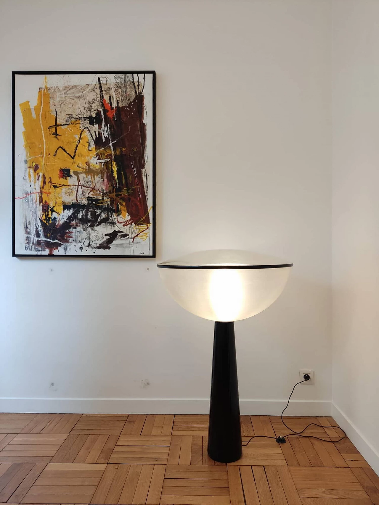 Lacquered wood and plastic floor lamp by Molin, 1960s 11