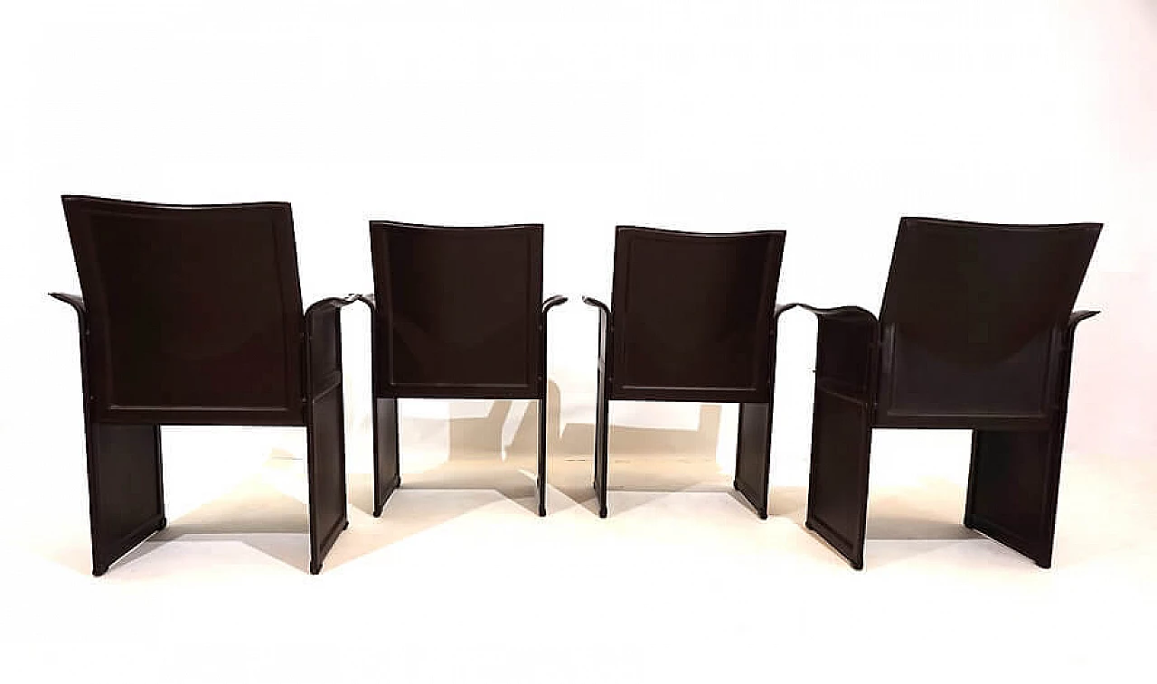 4 Sedie da pranzo in cuoio Matteo Grassi Korium di Tito Agnoli, anni '70 6