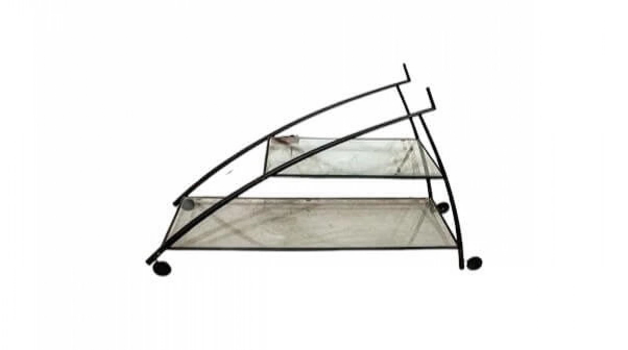 Carrello bar in ferro e vetro, anni '80 8