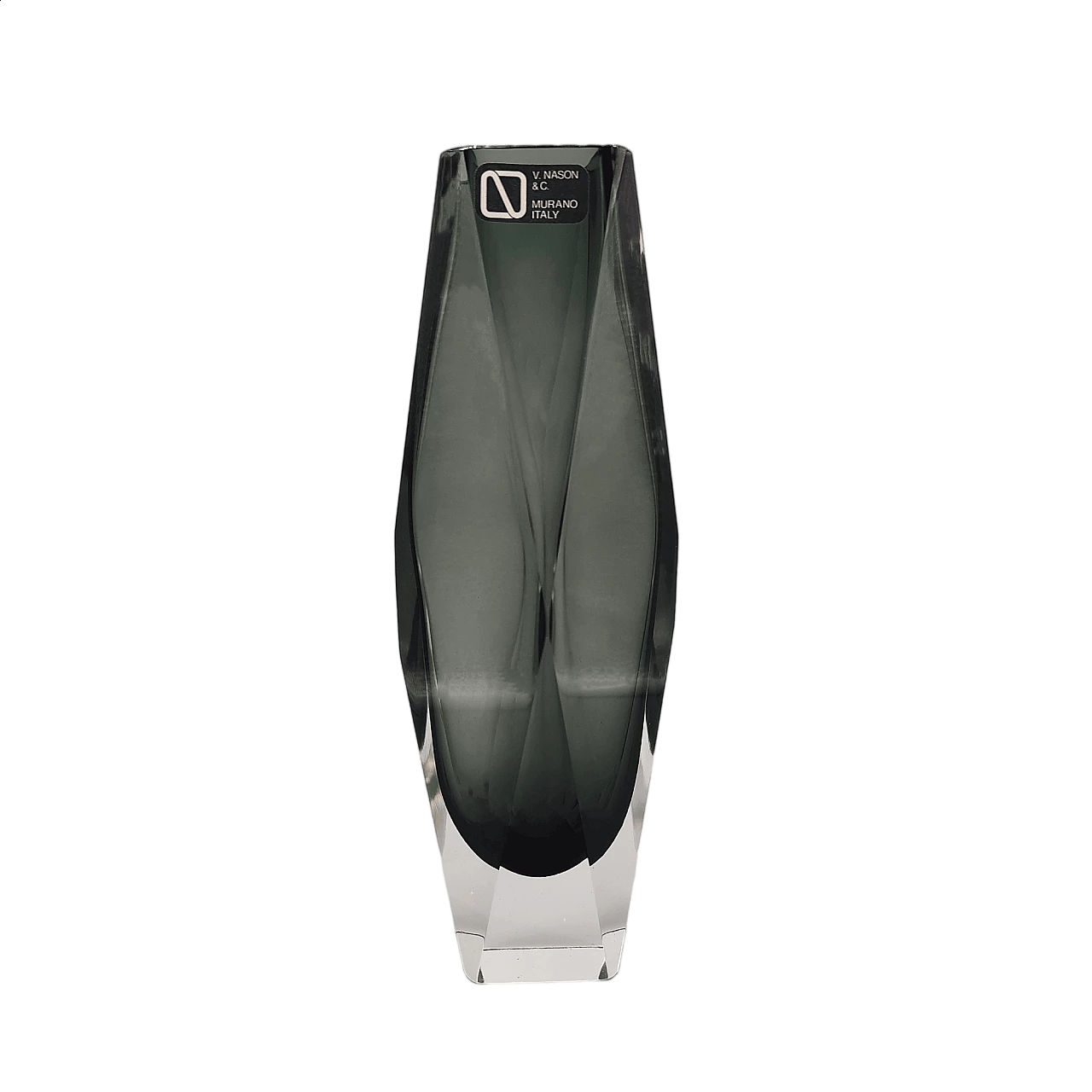 Vaso in vetro di Murano sommerso grigio di Carlo Nason, anni '60 7
