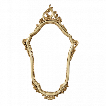 Specchiera in legno scolpito, laccato e dorato in stile veneziano, anni '80