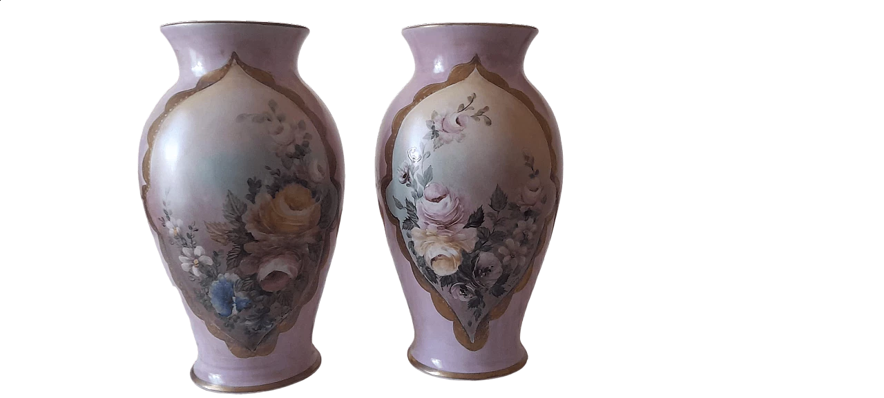 Pair of painted Limoges porcelain vases, early 20th century 4