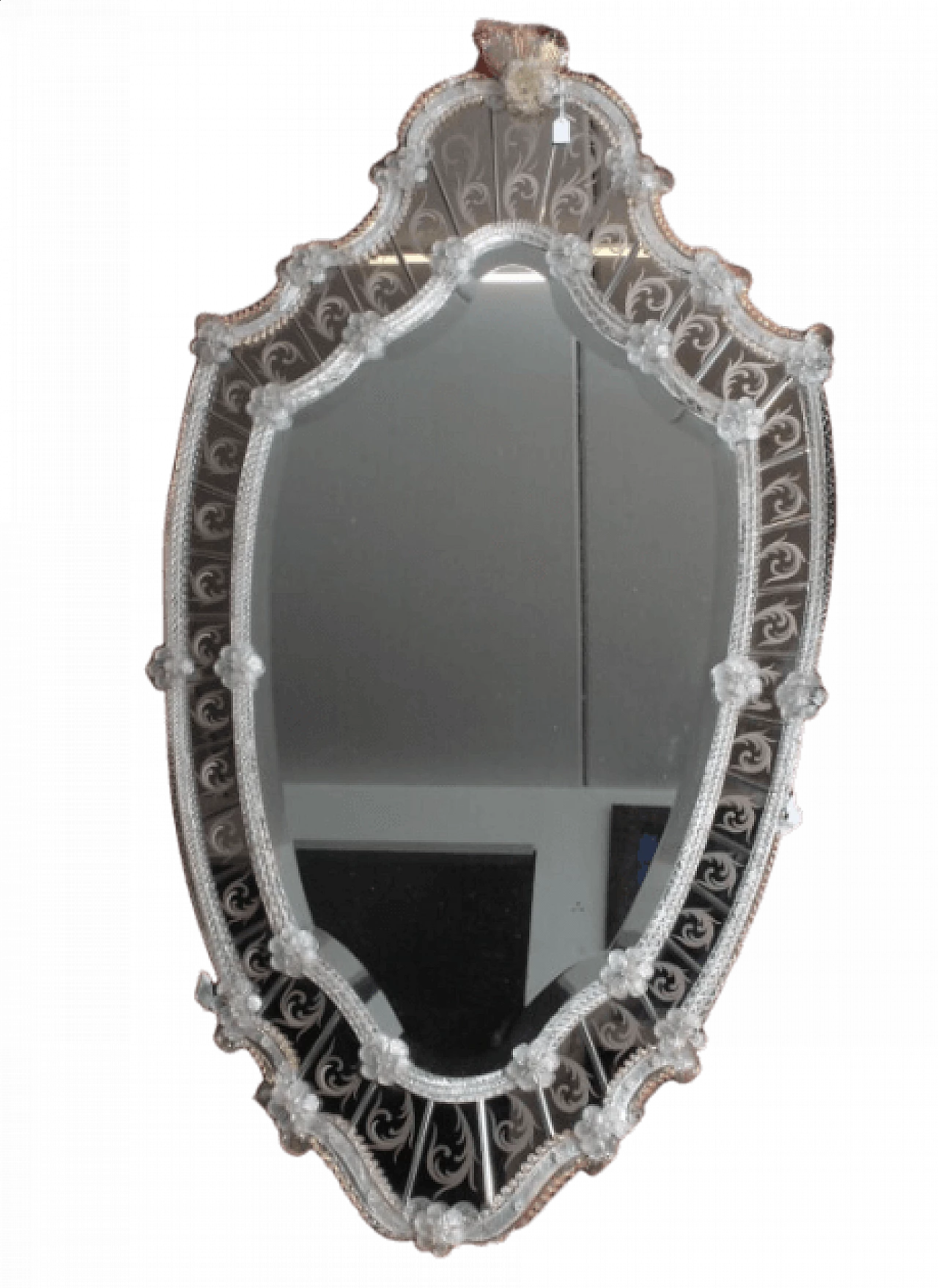 Art Deco white and gold glass mirror, 1950s 12