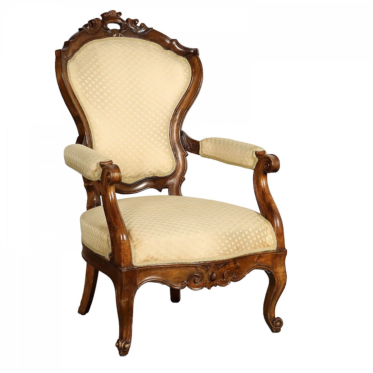 Louis Philippe walnut and fabric armchair, third quarter of the 19th century 1
