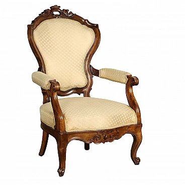 Louis Philippe walnut and fabric armchair, third quarter of the 19th century