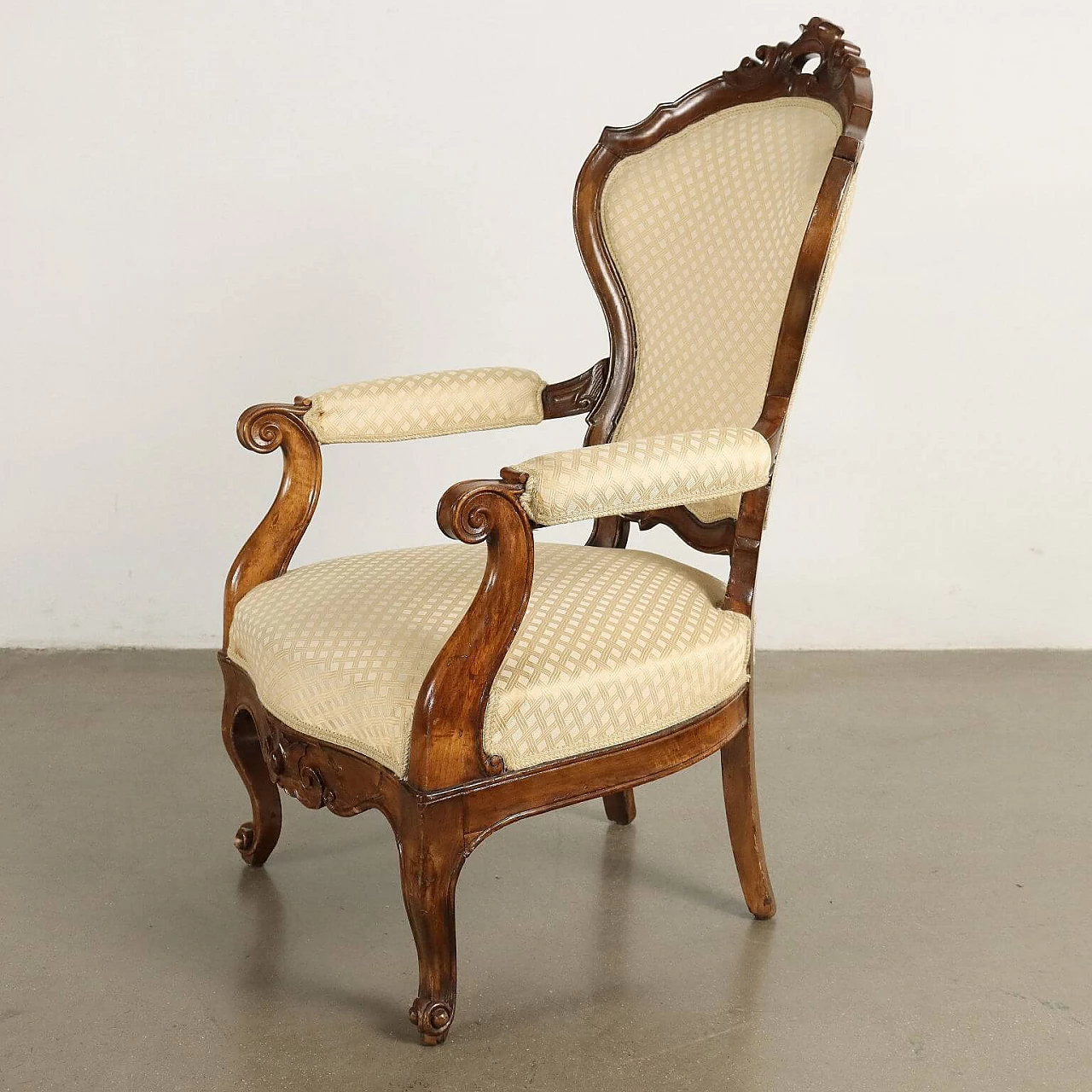 Louis Philippe walnut and fabric armchair, third quarter of the 19th century 3