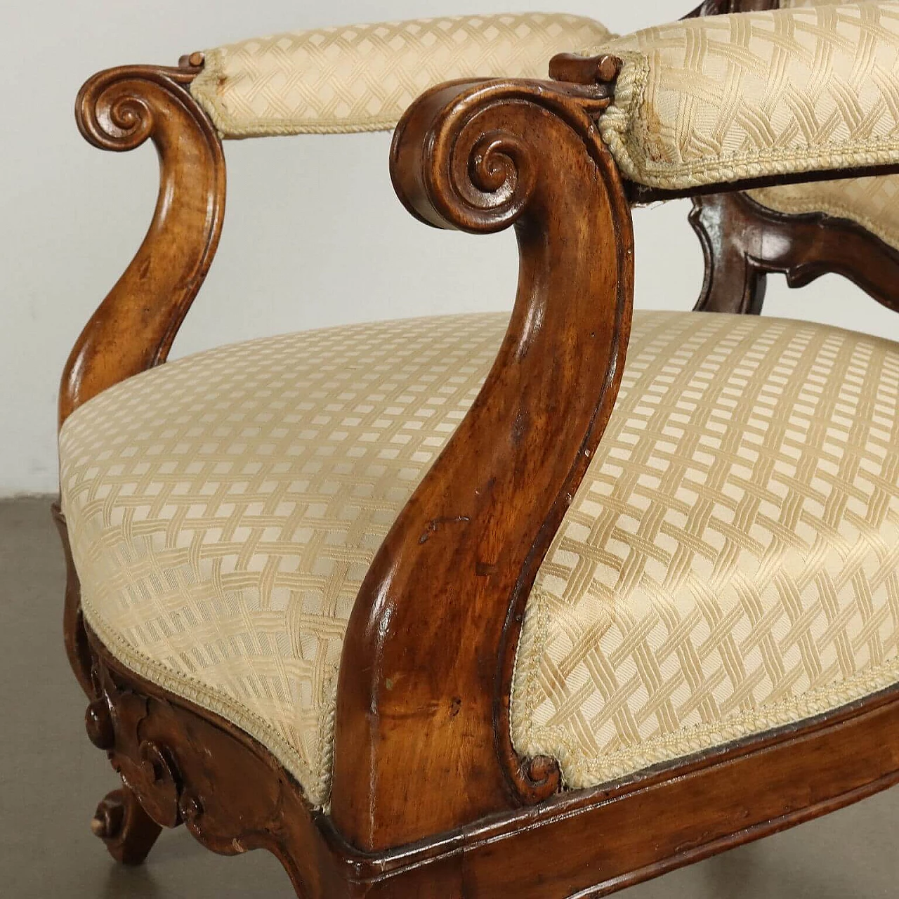 Louis Philippe walnut and fabric armchair, third quarter of the 19th century 4