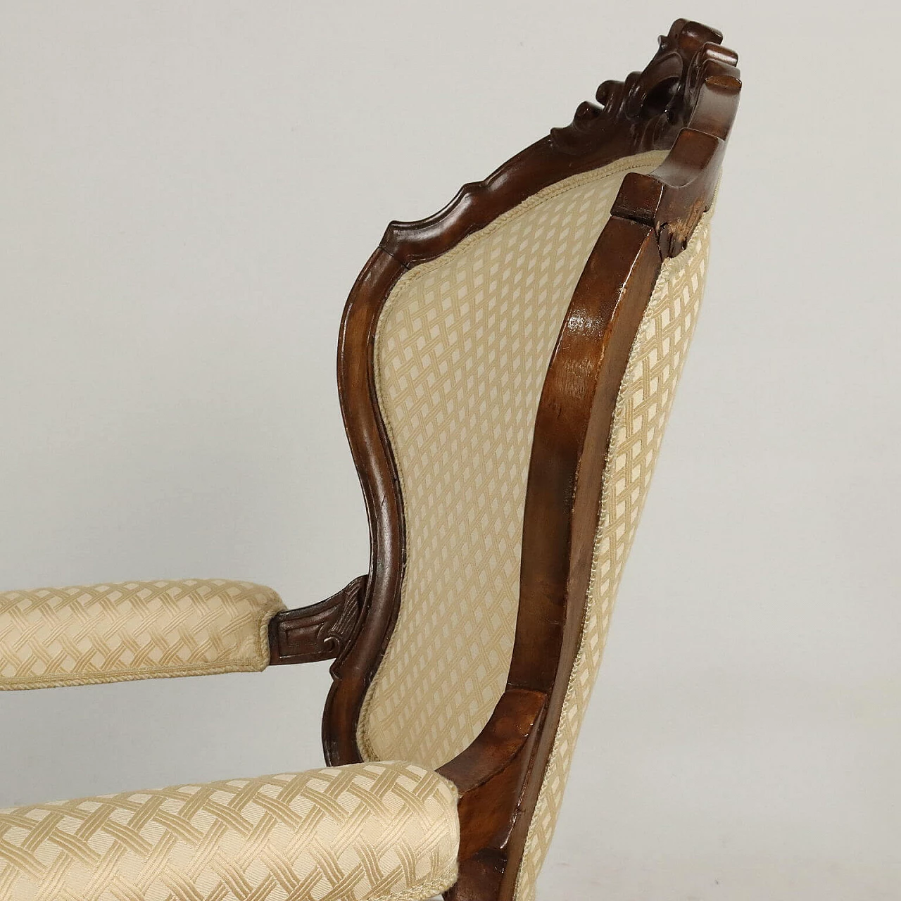 Louis Philippe walnut and fabric armchair, third quarter of the 19th century 6