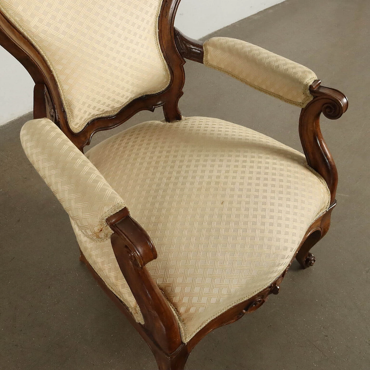 Louis Philippe walnut and fabric armchair, third quarter of the 19th century 8