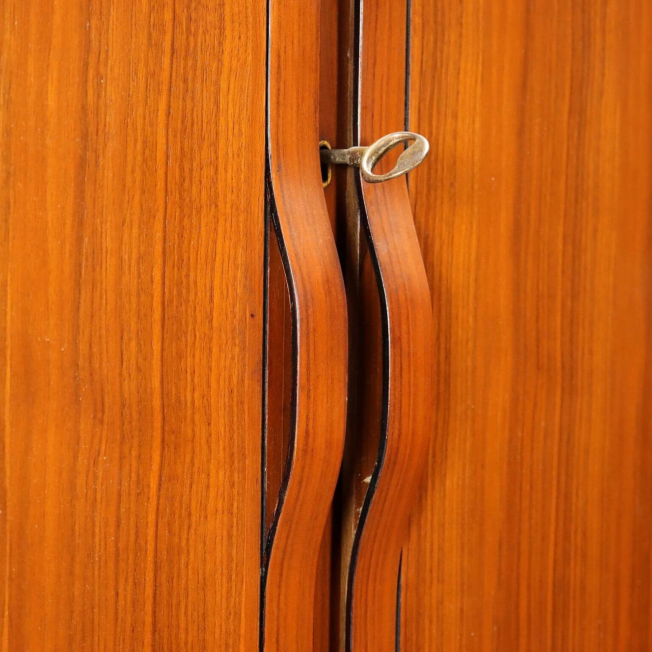 Six-door teak veneered wood wardrobe, 1960s 6
