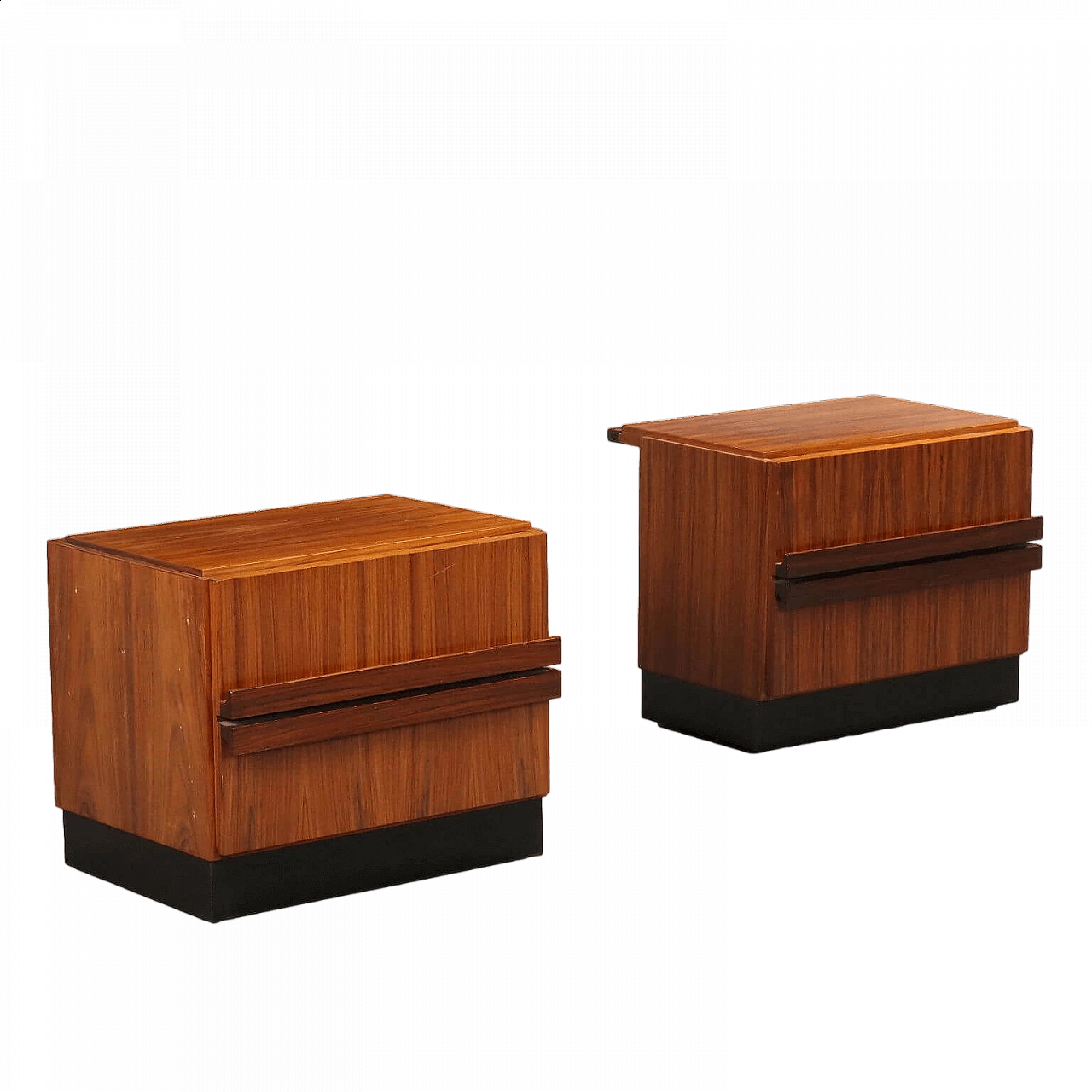 Pair of bedside tables in exotic wood veneer, 1960s 11