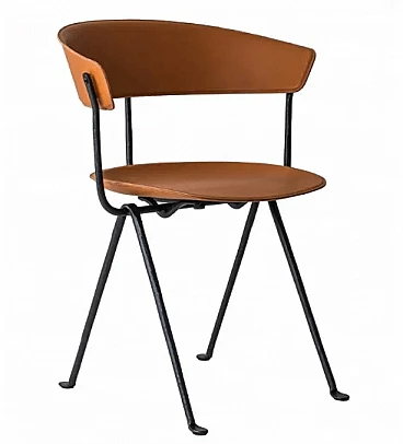 Iron and leather Officina chair by Ronan & Erwan Bouroullec for Magis