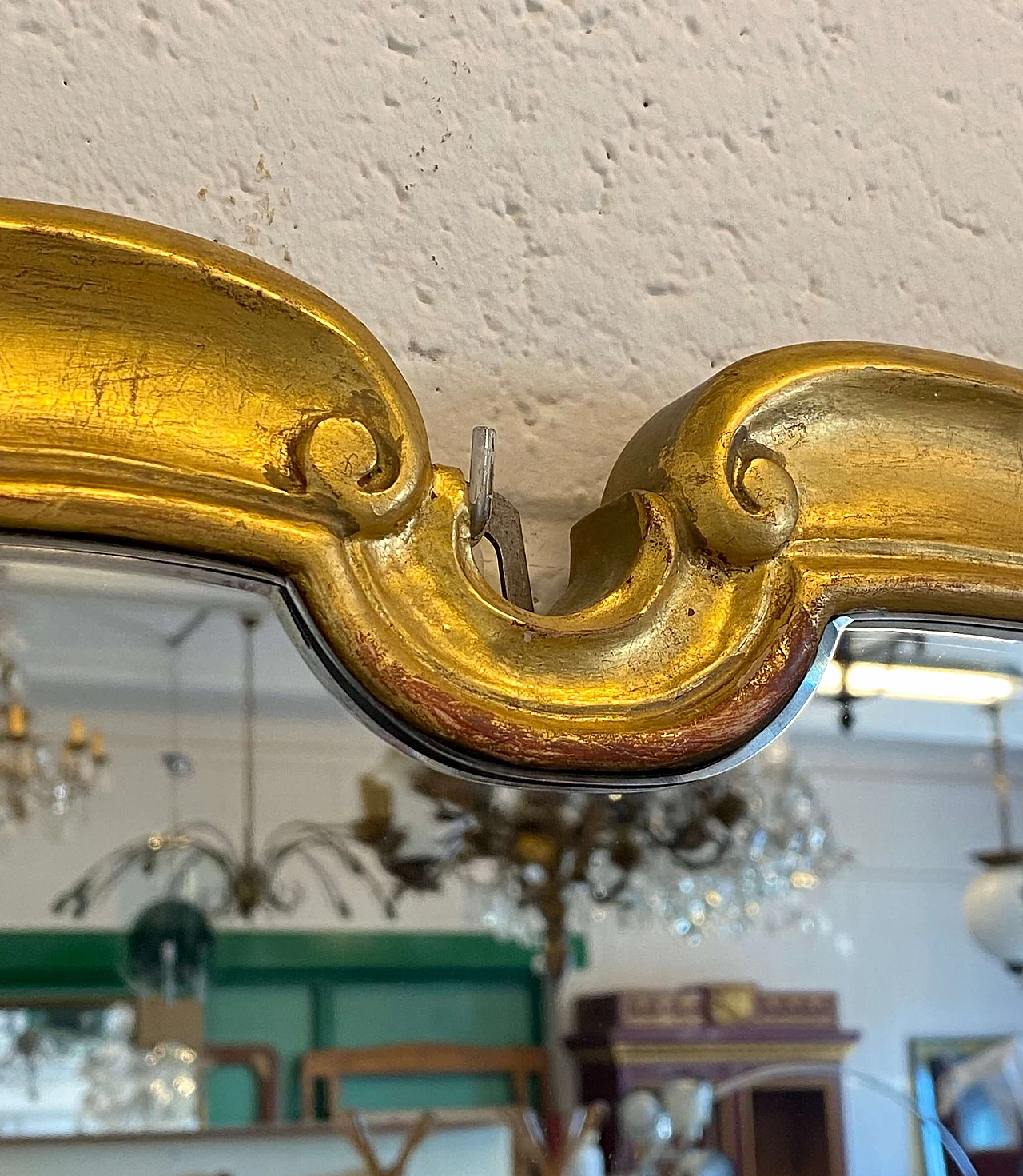 Shield-shaped mirror with gilded wooden frame, 1960s 9
