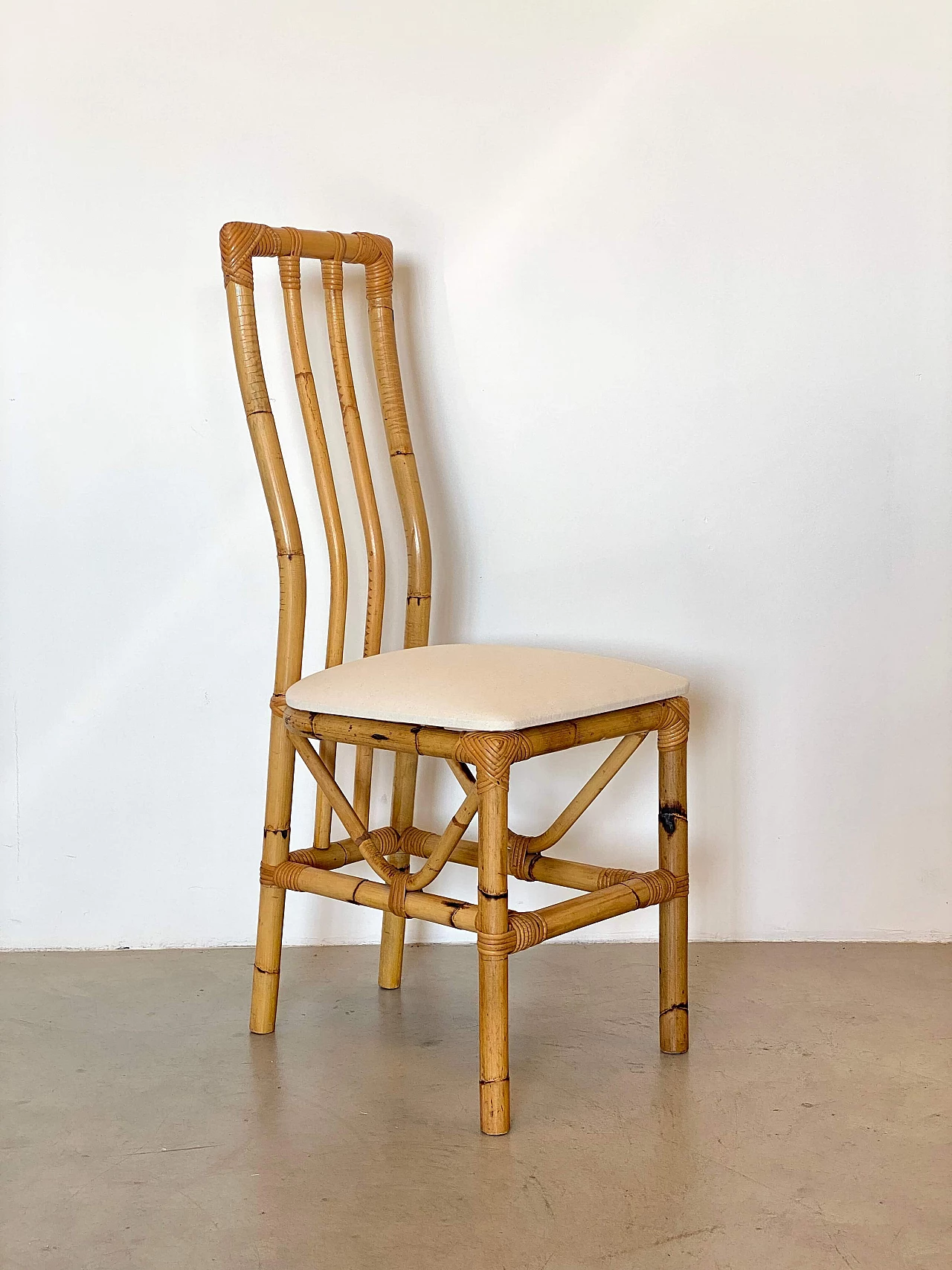 6 Bamboo dining chairs, 1970s 5