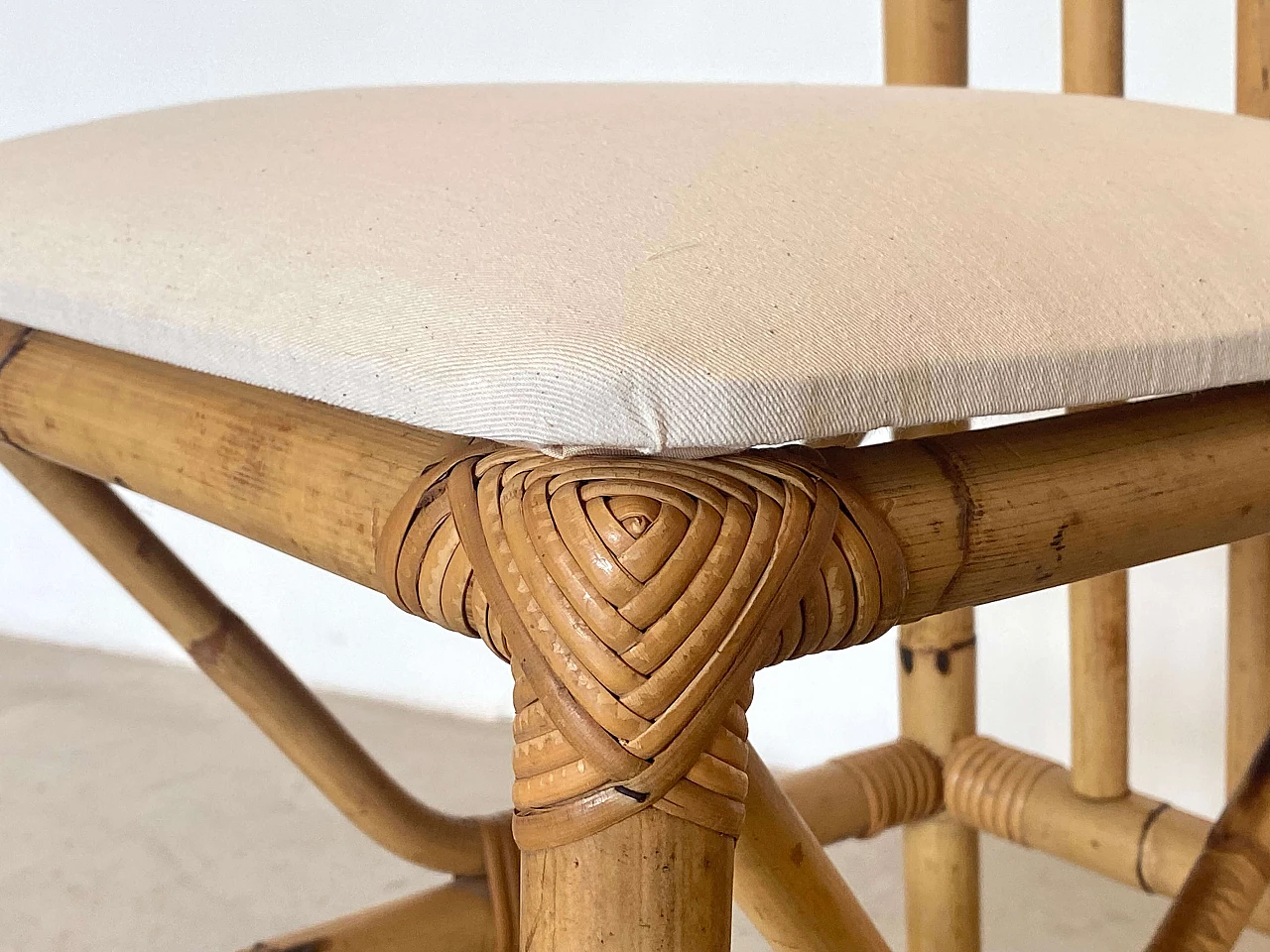 6 Bamboo dining chairs, 1970s 12