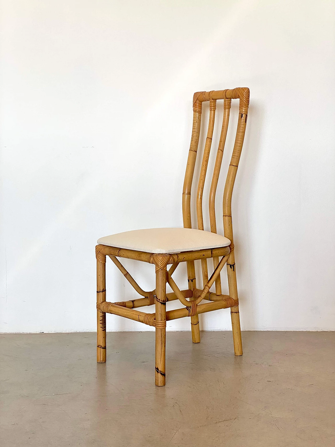 6 Bamboo dining chairs, 1970s 13