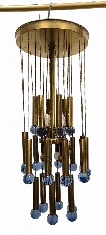 Chromed metal and Murano glass cascade chandelier by Gaetano Sciolari, 1950s