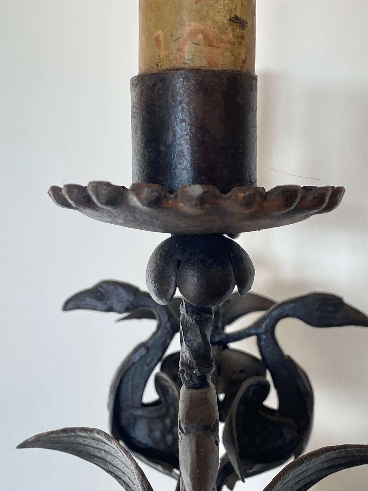 Wrought iron floor candle holder, early 20th century 2